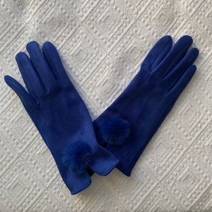 Brand new blue Jayley gloves with pom-poms